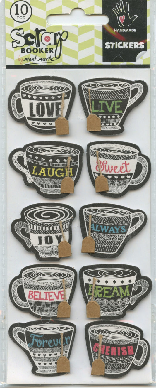 Scrap Booker Handmade Embellishments Chalk Teacups 10pc