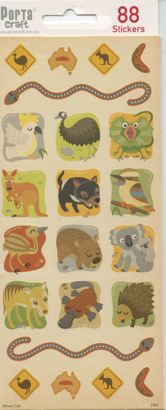 Aussie Animal Stickers with sign posts - 88 pack
