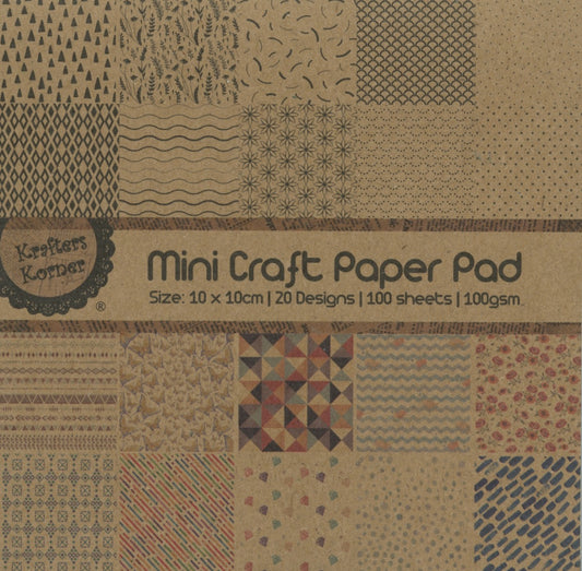 Mini Craft Paper Pad - 20 Designs - 100gsm - 10x10cm