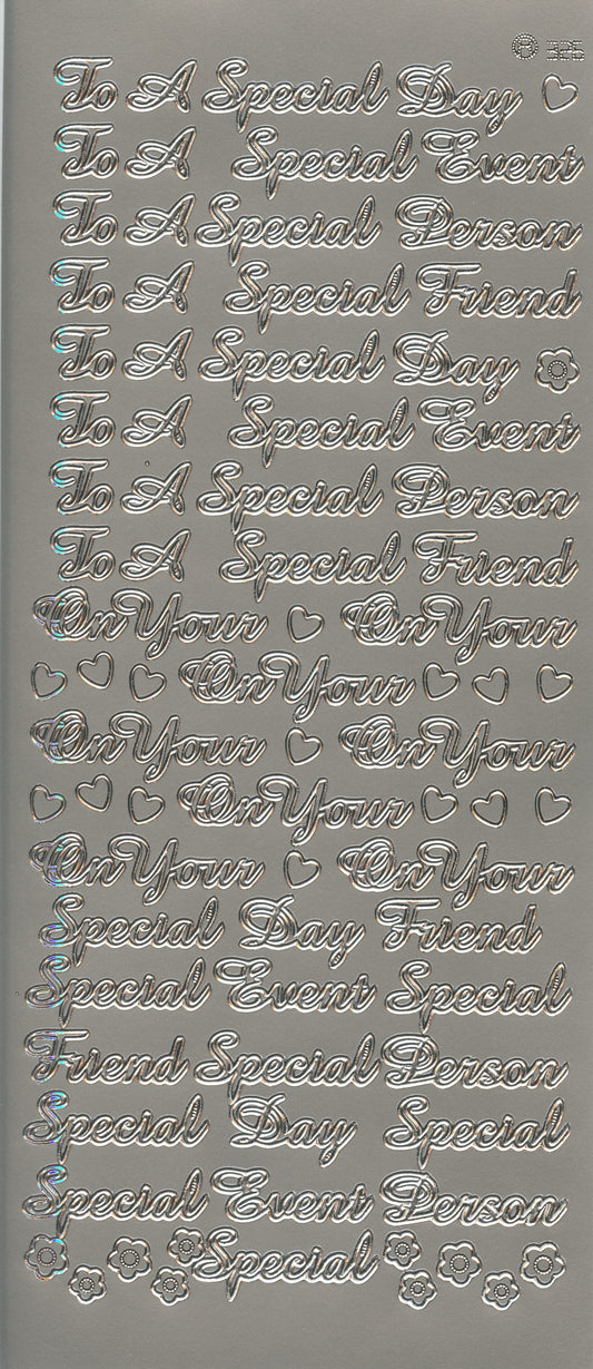 Special Friend/Day/Person - Silver stickers - 92 pk