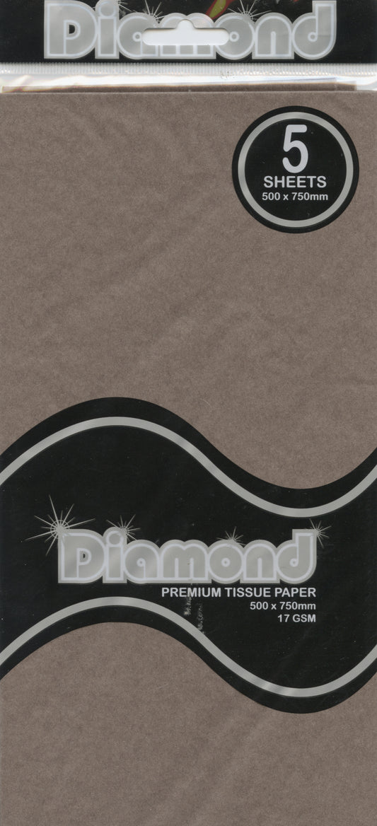 Premium Tissue Paper - Chocolate Brown - 5 Pack - 750mm x 500mm