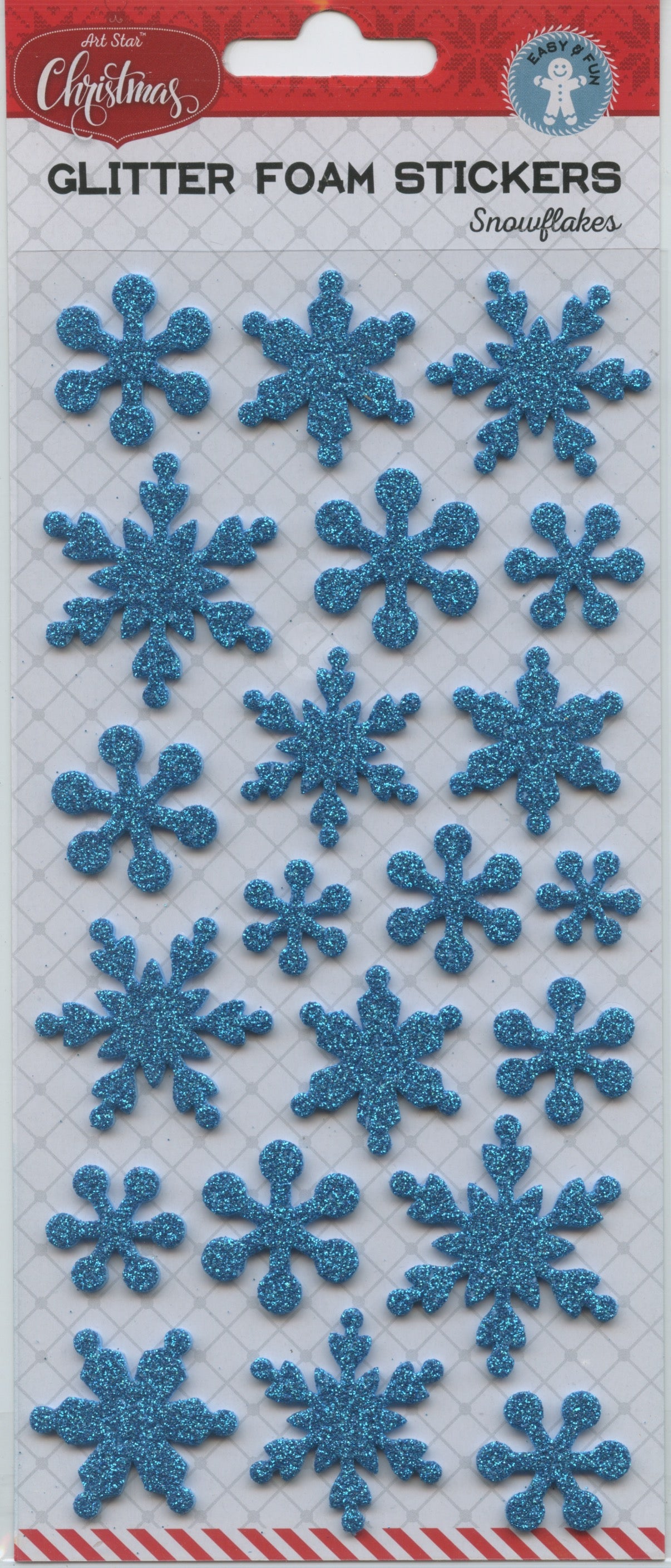 Art Star Christmas Glitter Stickers - Blue Snowflakes 21pk