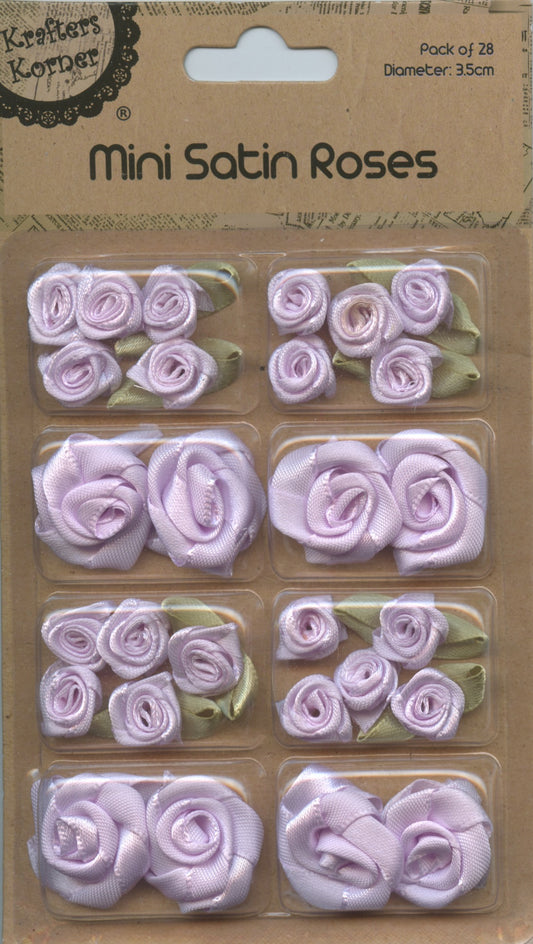 Mini Satin Roses 2 sizes - Mauve - Pack of 28