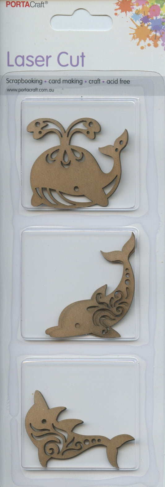 Laser Cut - Dolphins - Natural Colour - 6 pack