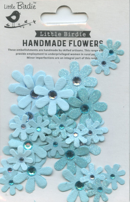Little Birdie Handmade Embellishments Sparkle Florettes Jamaican Sea 32pc