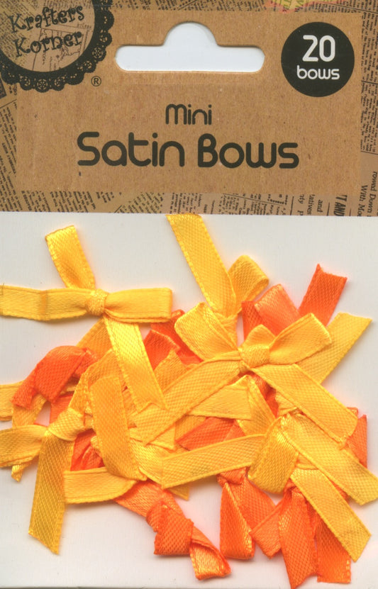 Mini Satin Bows - Yellow/Orange - 20 pk