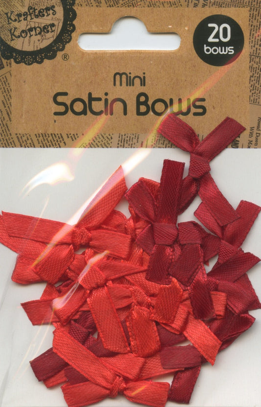 Mini Satin Bows - Red/Cherry Red - 20 pk