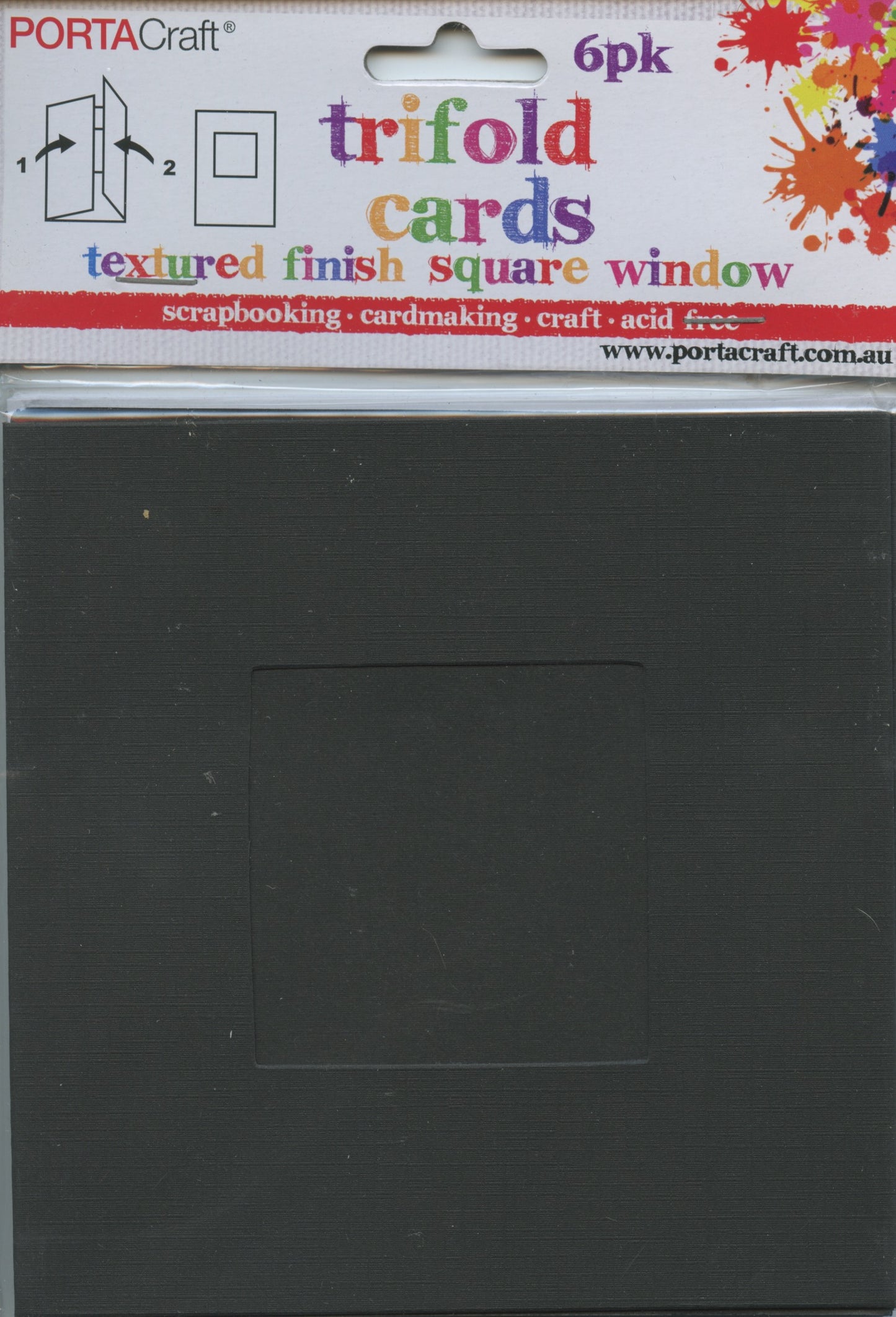 Square Trifold Cards and Envelopes with Square Window - Black - 6 sets