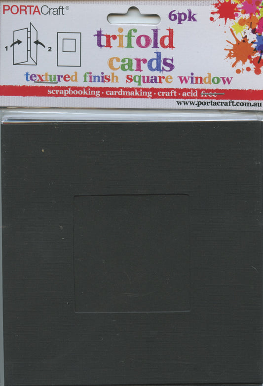 Square Trifold Cards and Envelopes with Square Window - Black - 6 sets