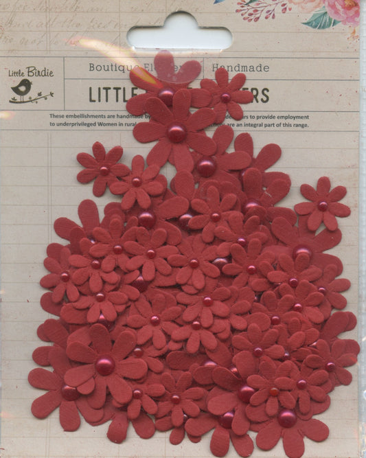 Little Birdie Handmade Embellishments - Pearl Florettes Cherry 80pk