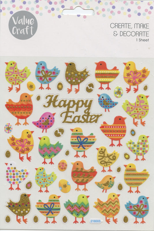 Stickers - Happy Easter/Chickens/Eggs - 1 sheet