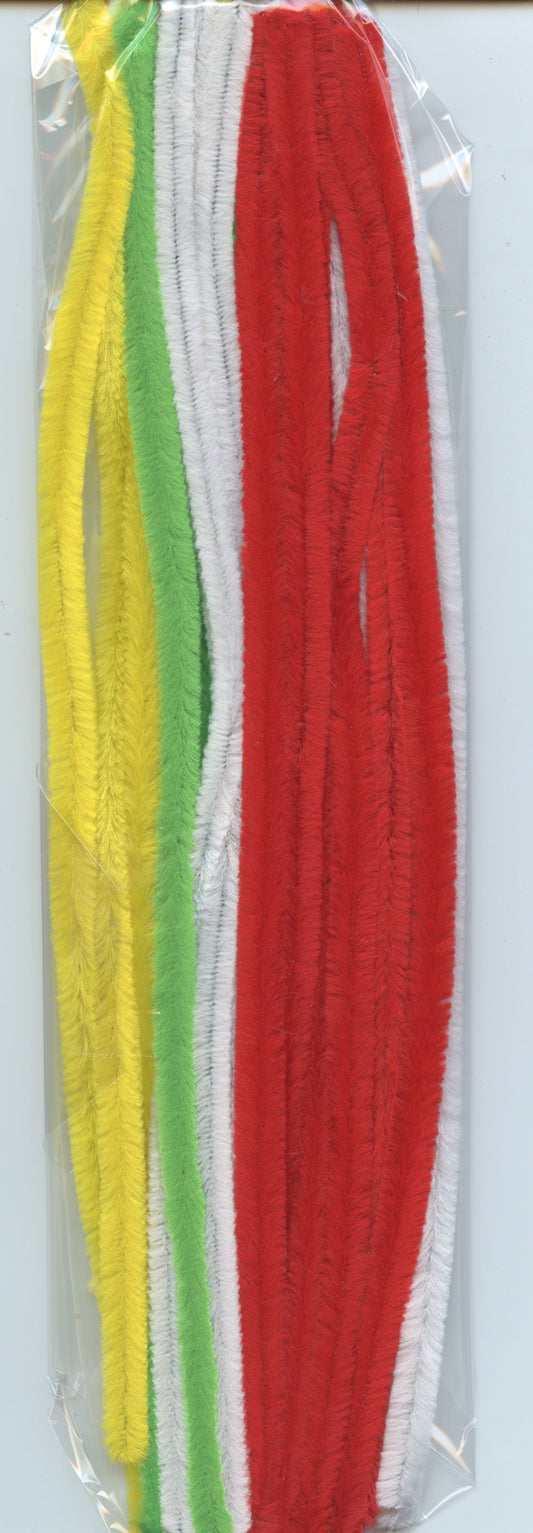 Pipe Cleaners 9mm - Yellow/Red/Green/White Mix - Pack of 24