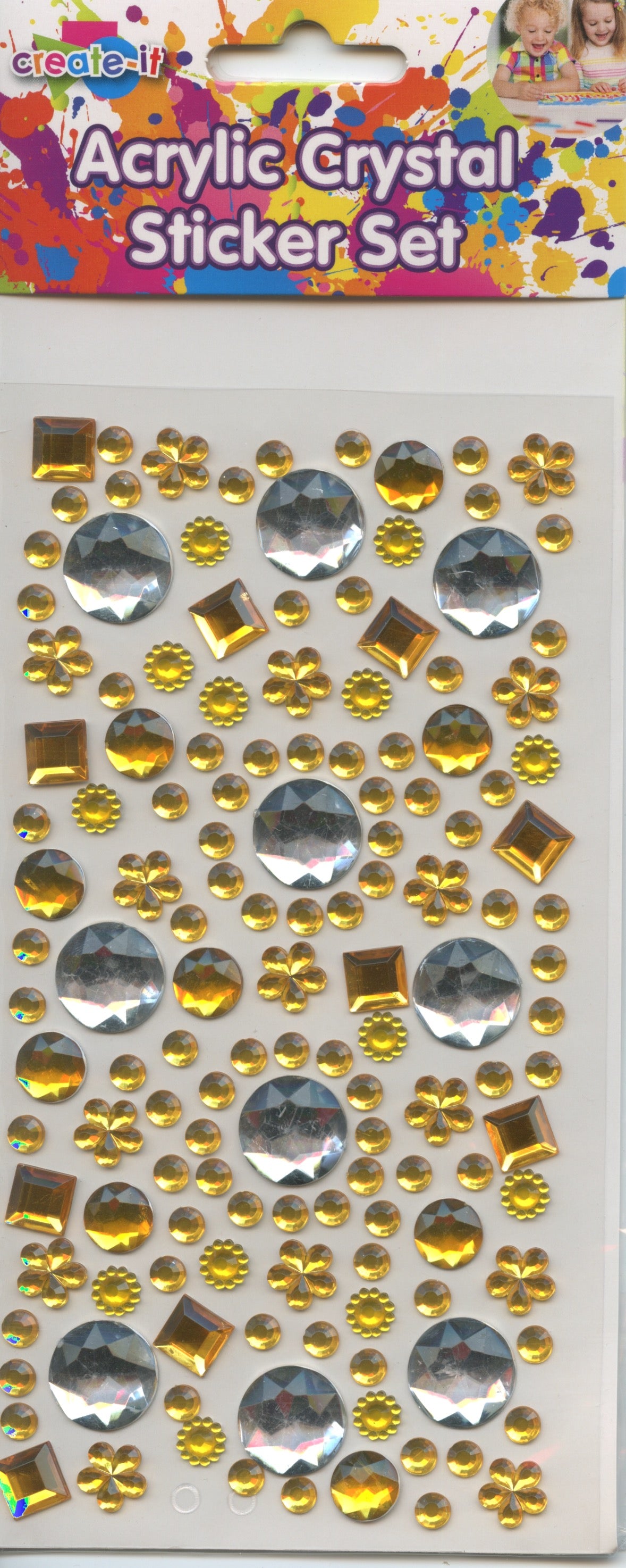 Rhinestones Acrylic Crystals - Gold and Silver - Circles/Flowers/Squares - 1 sheet