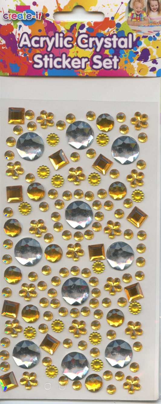 Rhinestones Acrylic Crystals - Gold and Silver - Circles/Flowers/Squares - 1 sheet