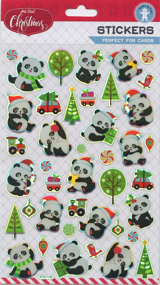 Art Star Christmas Decorative Panda Stickers 41pk