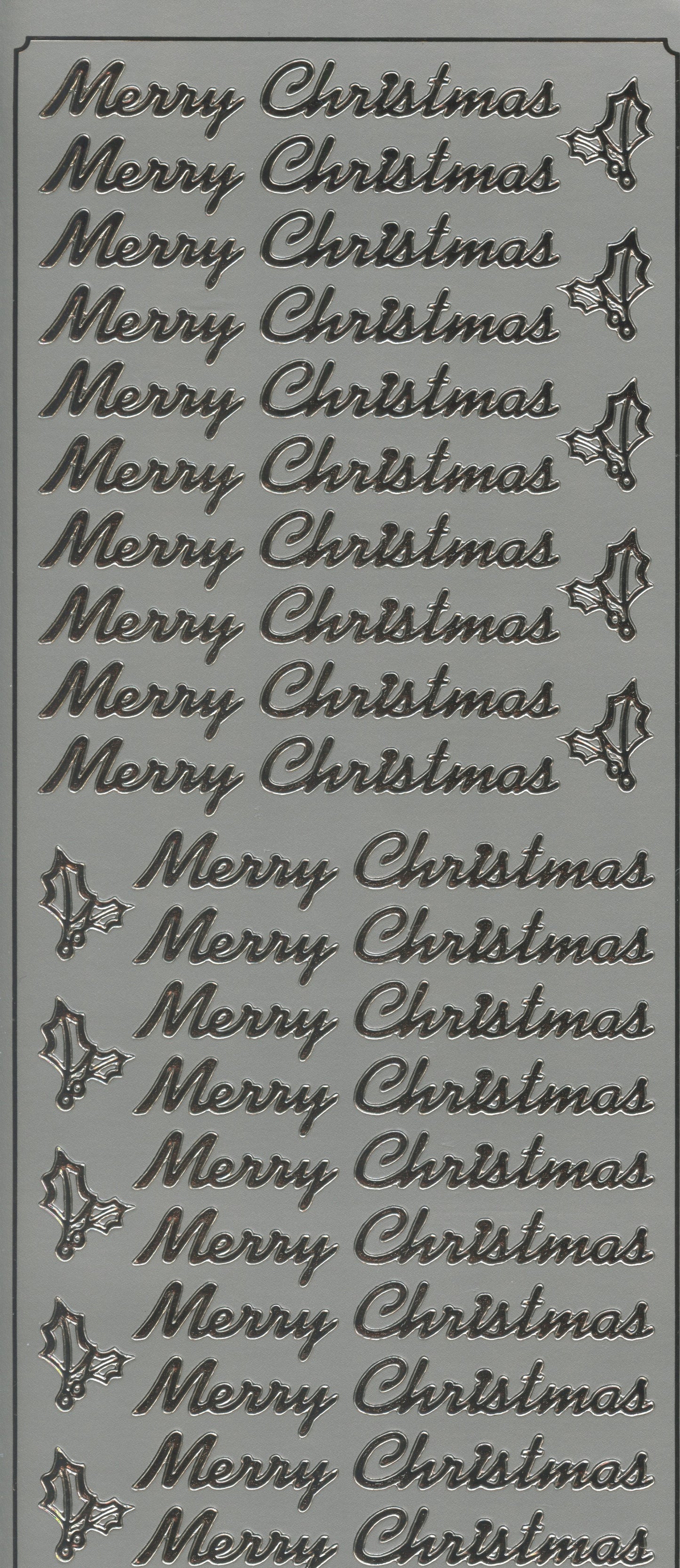 Merry Christmas wording  - Silver - Craft Stickers 50pk