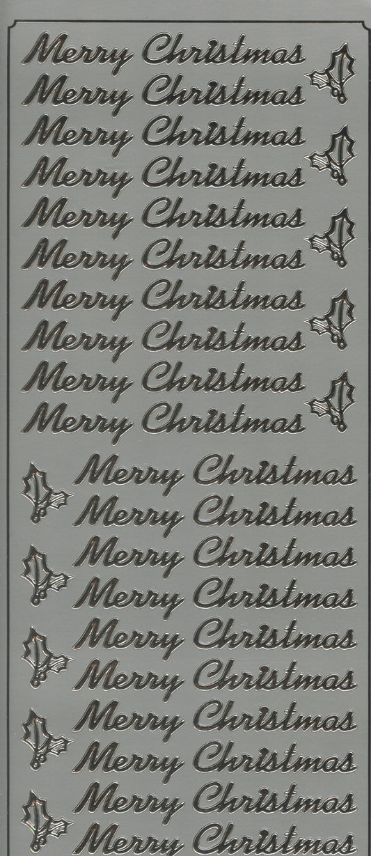 Merry Christmas wording  - Silver - Craft Stickers 50pk