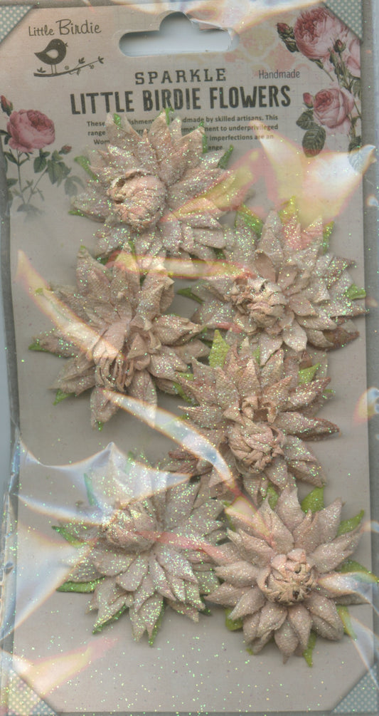 Little Birdie Handmade Embellishments 3D Flowers Alslinn Rust 6pc