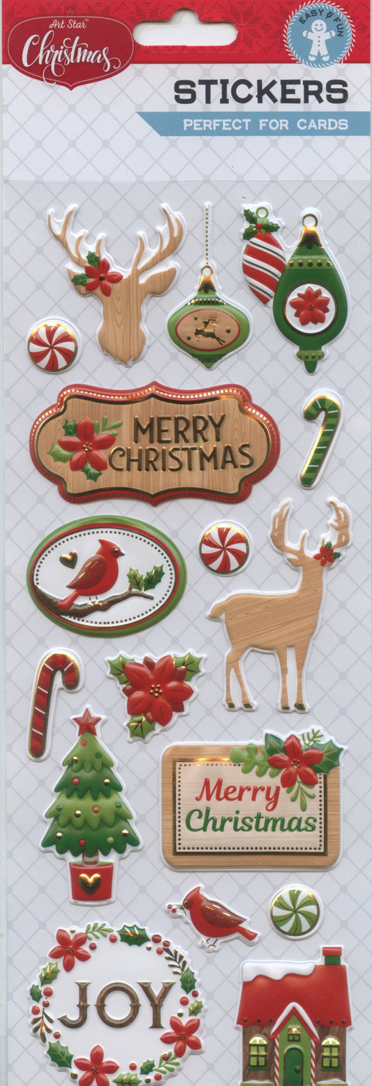 Art Star Christmas Foil Pop Up Stickers 17pk