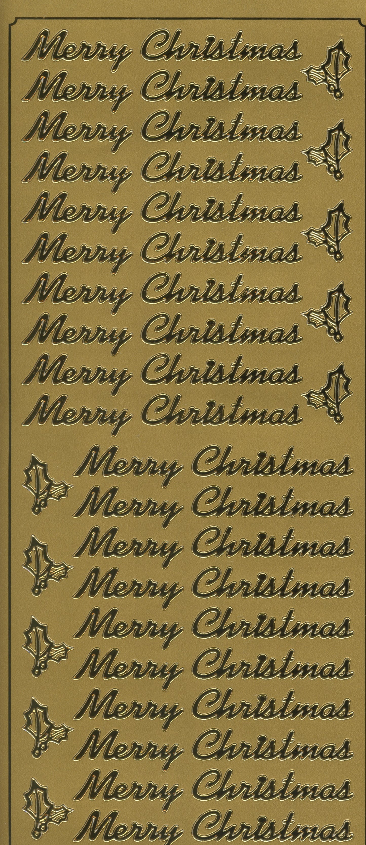 Merry Christmas wording  - Gold - Craft Stickers 50pk