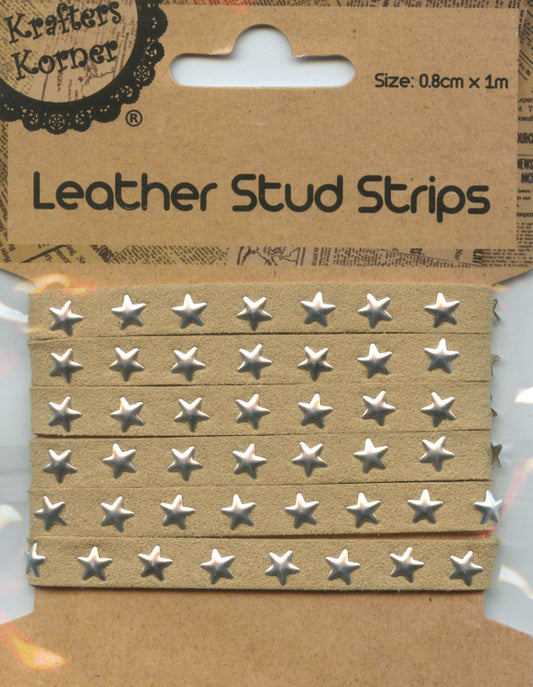 Leather Stud Strip - Natural with Silver Studs