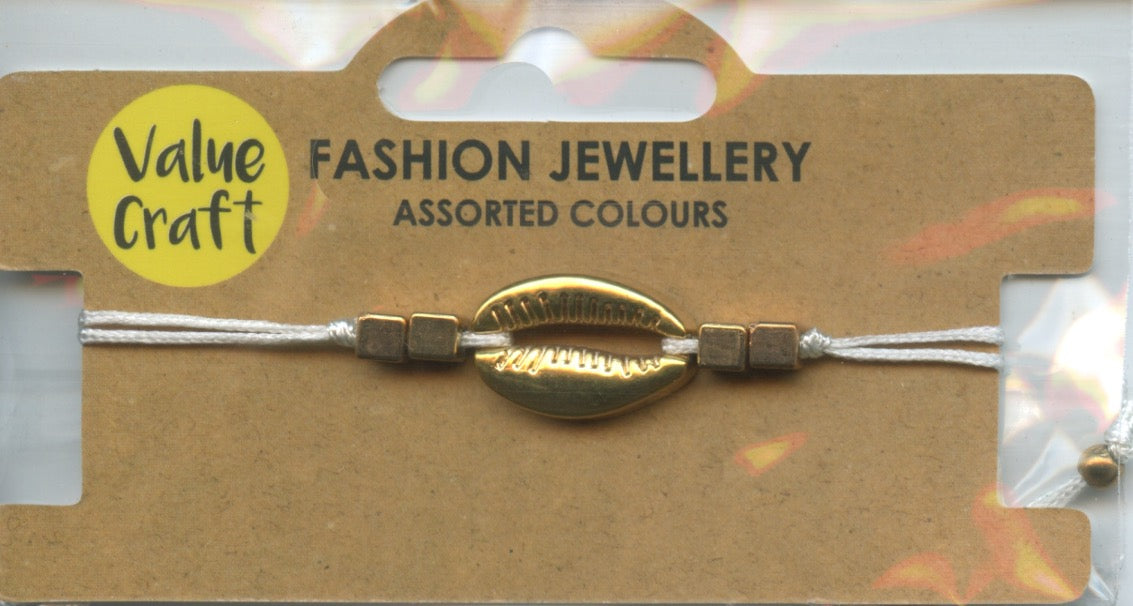 Fashion Jewellery - Bracelet with Gold Shell look with white trim band