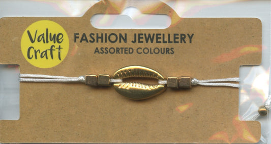 Fashion Jewellery - Bracelet with Gold Shell look with white trim band