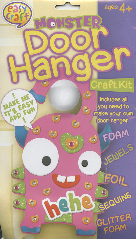 Monster - Foam Door Hanger - Craft Kit - Pink with gems