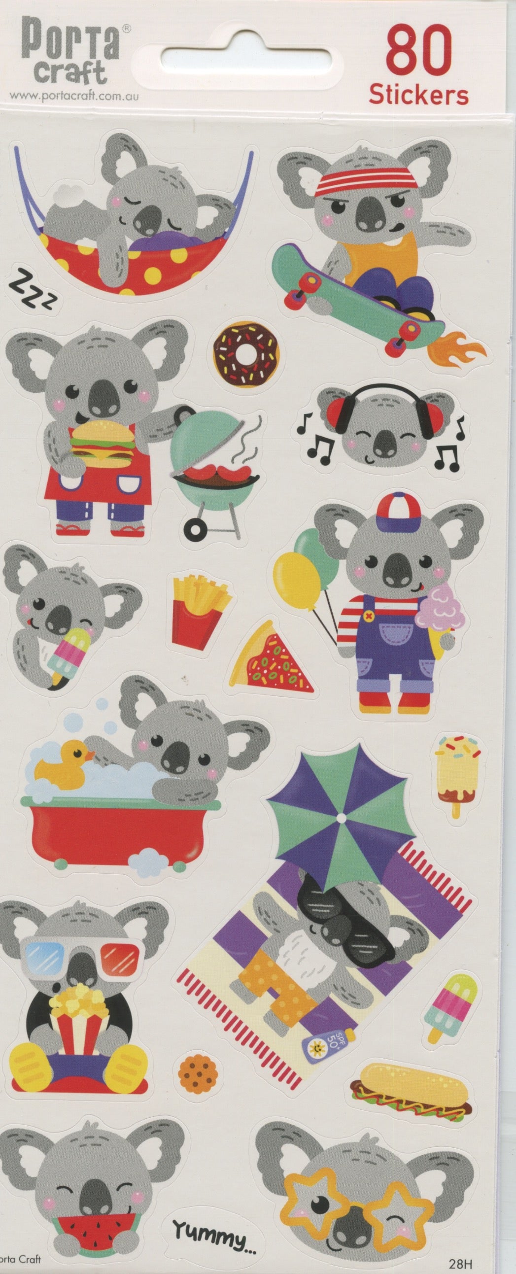 Aussie Fun Animal Koala Stickers - 80 pack