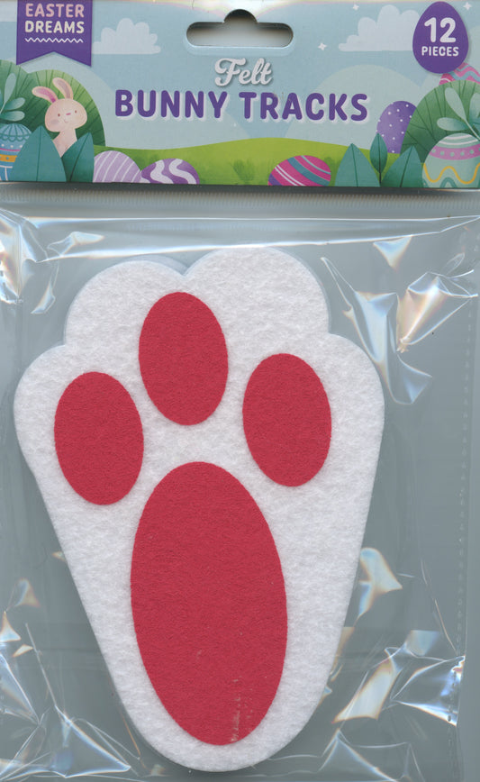 Felt Bunny Tracks  - 12 pieces - Hot Pink - Easter
