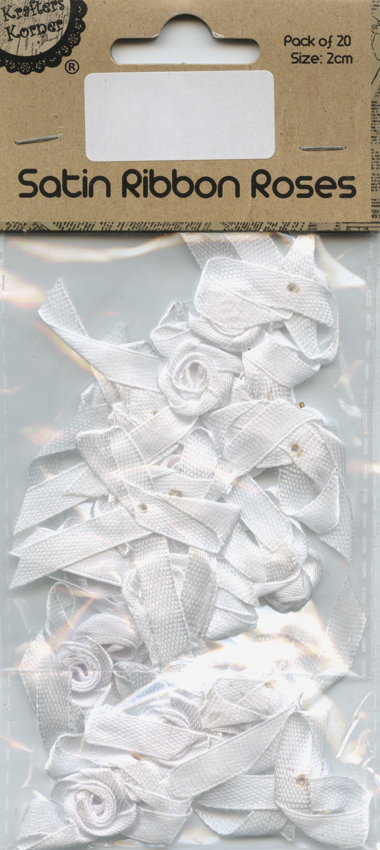 Satin Ribbon Roses - White - 20 pk - 2cm
