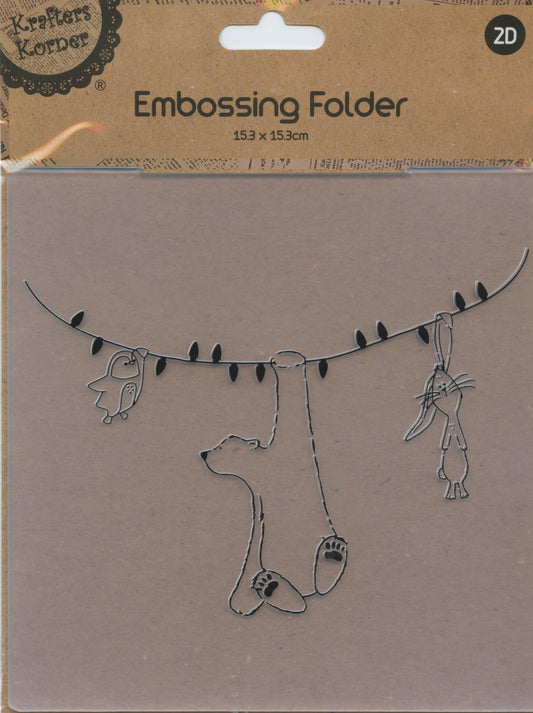 Embossing Folder - Bear, Rabbit and Owl  - One Folder