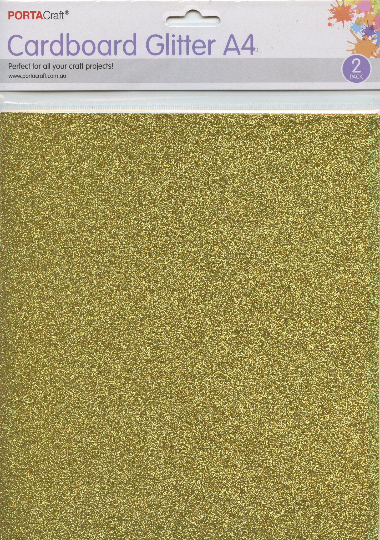 Porta Craft Cardboard Glitter A4 Sheets - 2pk - Yellow