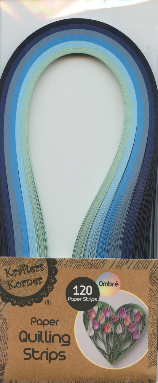 Paper Quilling Strips - Blue Tones - 6 Shades - 120 strips