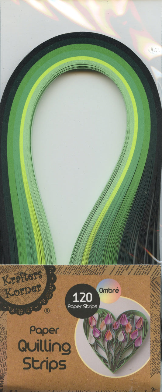 Paper Quilling Strips - Green Tones - 6 Shades - 120 strips