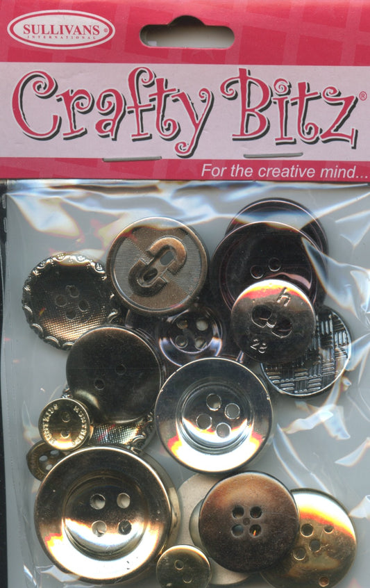 Buttons - Assorted Metallic - 25 grams