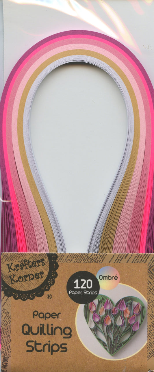 Paper Quilling Strips - Pink/Gold/White Tones - 6 Shades - 120 strips