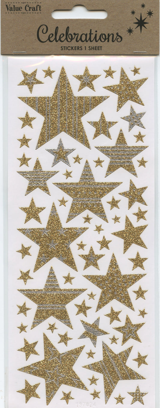Christmas Star Stickers - 1 sheet - 55pk