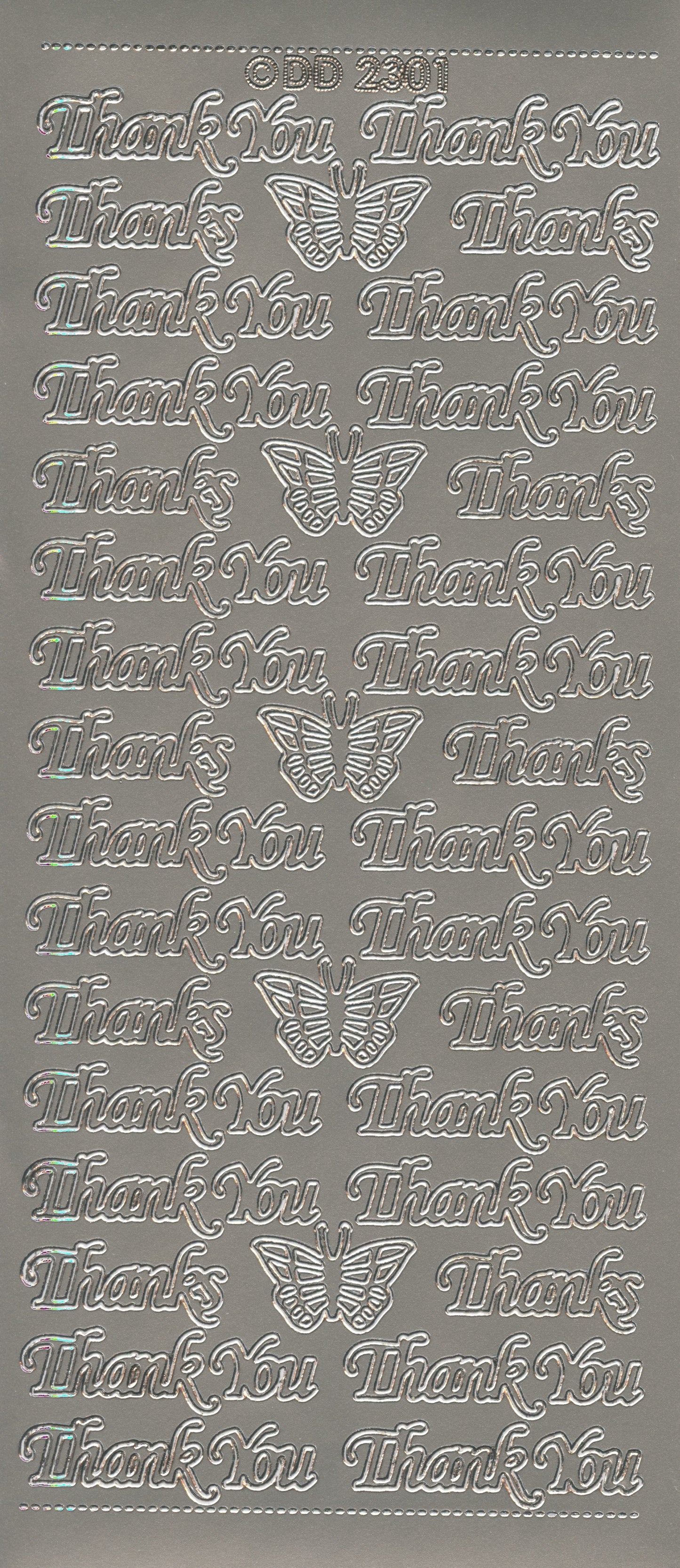Thank You wording - Craft Stickers - Silver - 59 pce