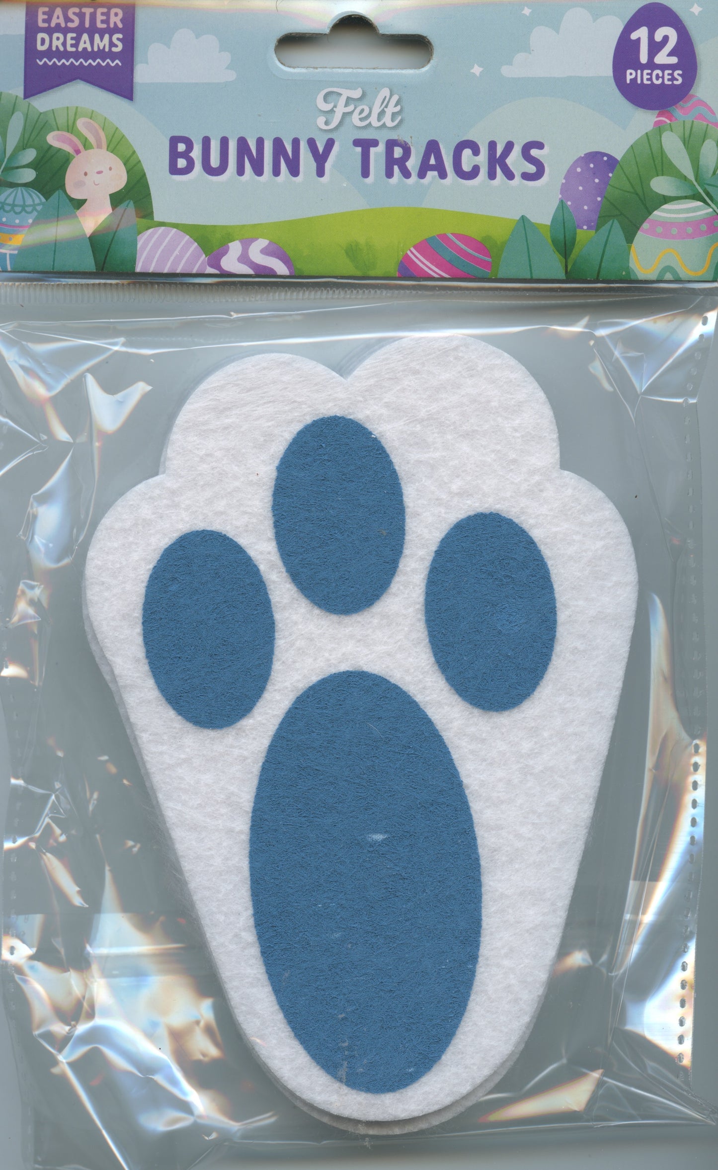 Felt Bunny Tracks  - 12 pieces - Blue - Easter