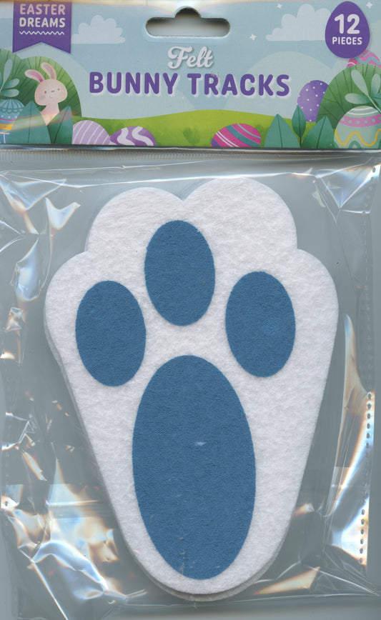 Felt Bunny Tracks  - 12 pieces - Blue - Easter