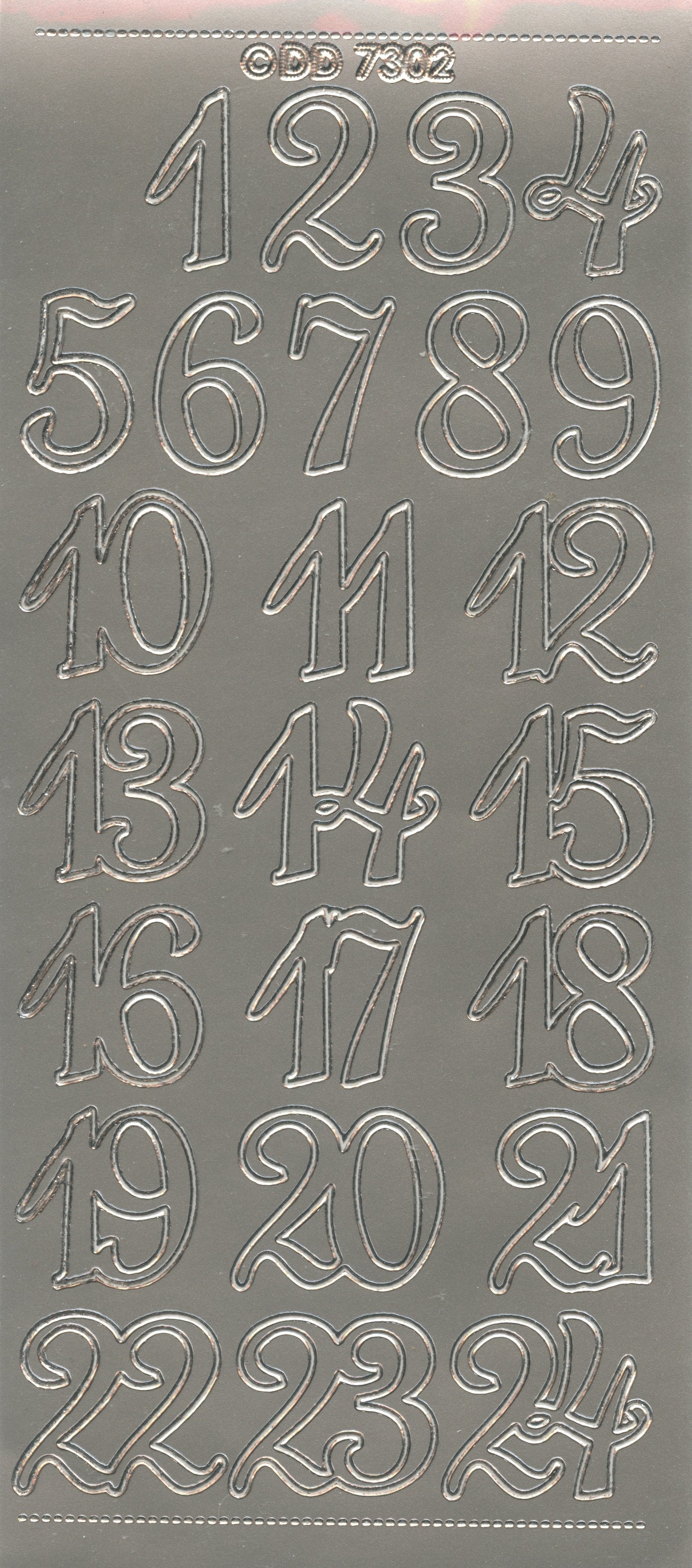Creative Stickers - Numbers - Self Adhesive - 1 to 24 - Silver – The ...