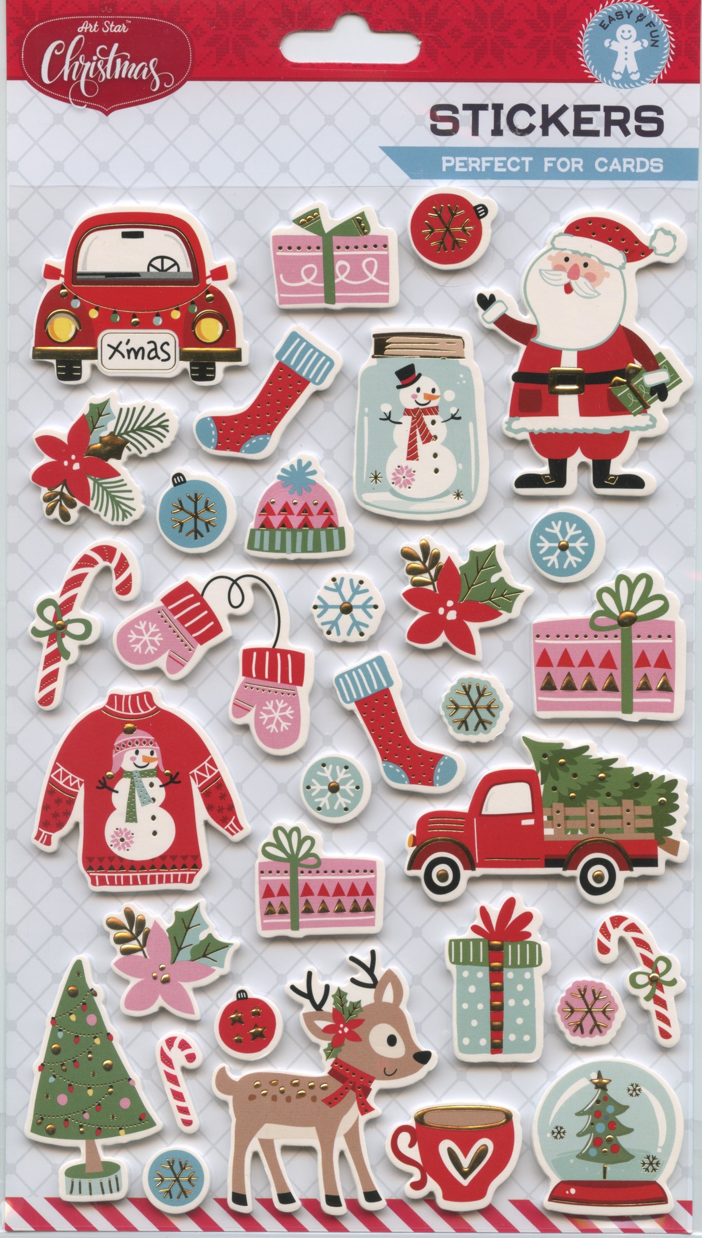 Art Star Christmas Foam Traditional Stickers 32pk