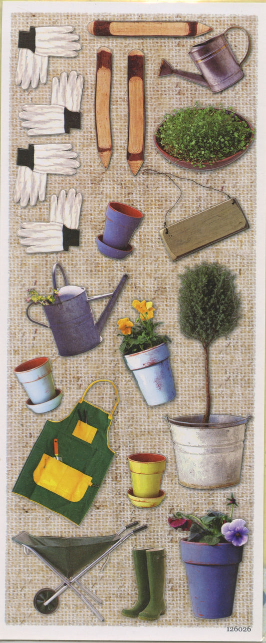 Scrapbook Stickers - Garden Theme - 1 Sheet