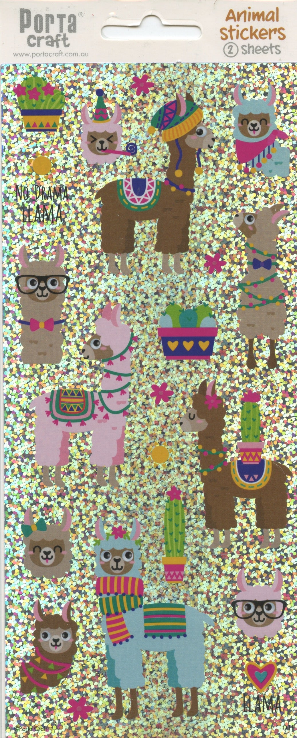 Llama - Holographic Edged Stickers - 2 Sheets