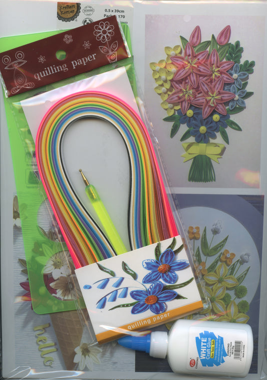 Paper Quilling Kit - 170 Strips/Glue/Tool - Green Quilling Tray