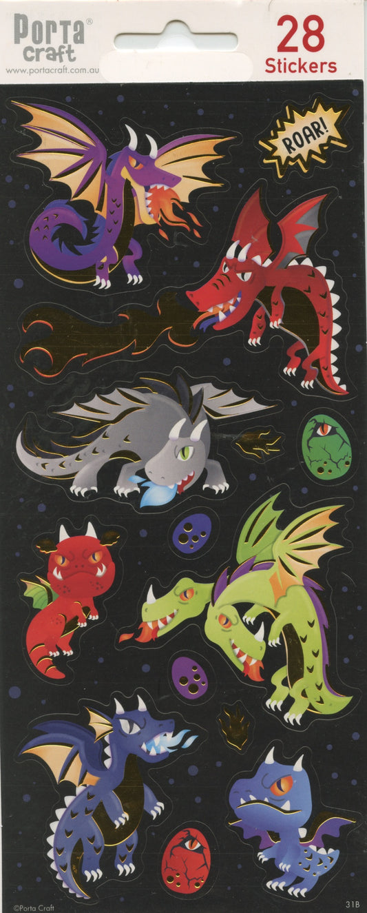 Dragon Theme Stickers - 28 pack