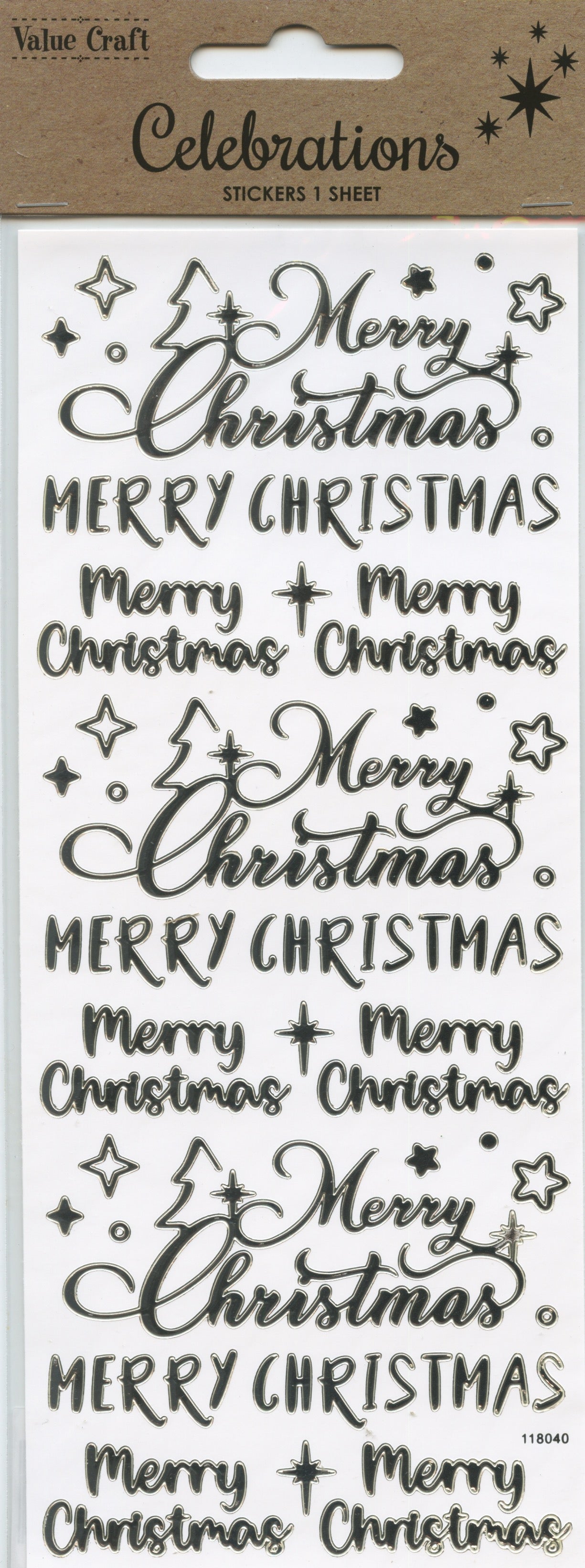Merry Christmas 12 sets - Silver - 1 sheet