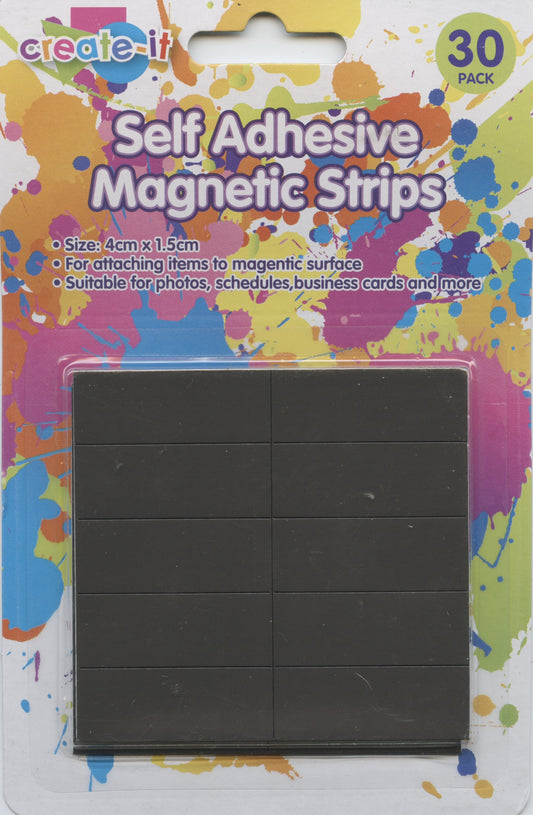 Self Adhesive Magnetic Strips - 4x1.5cm - 30 pk