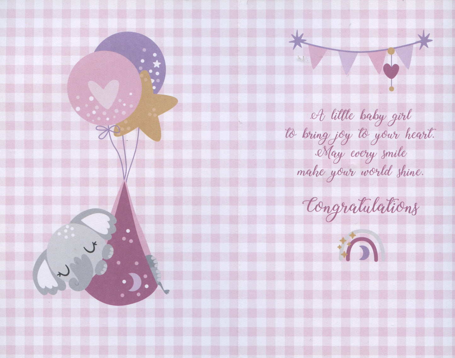 It's a Girl! - Handmade Card and envelope -Pink